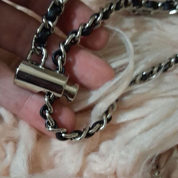 Silver & Black Adjustable Purse / Wallet Chain Strap - Picture 2 of 3